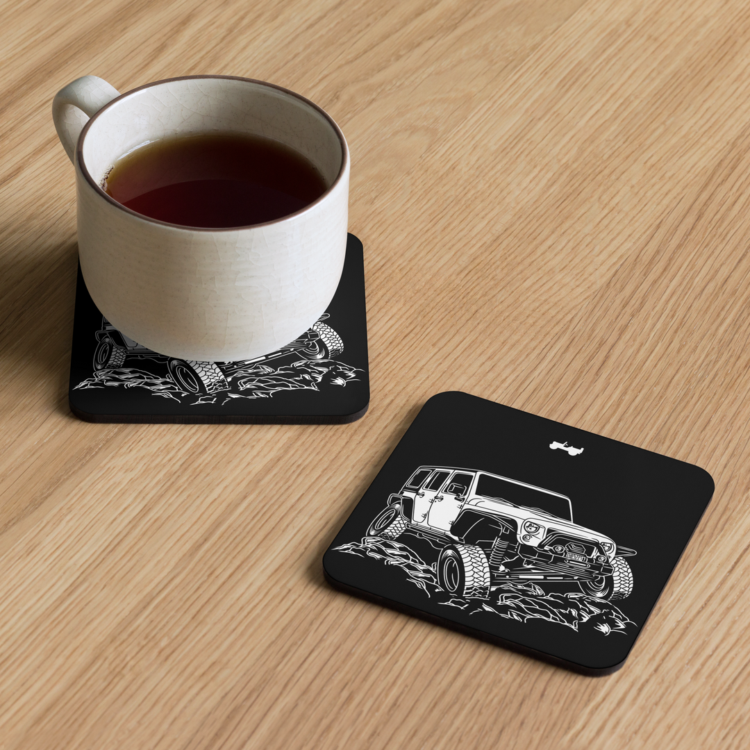 Cork-back Coaster | White Jeep [Single]