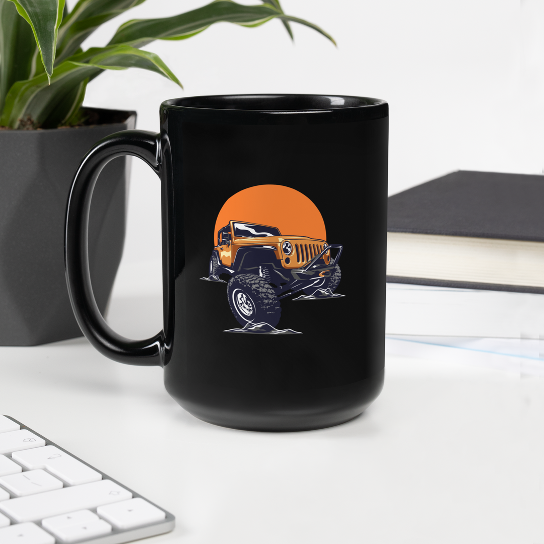 Black Glossy Mug | Orange Sun | 15oz