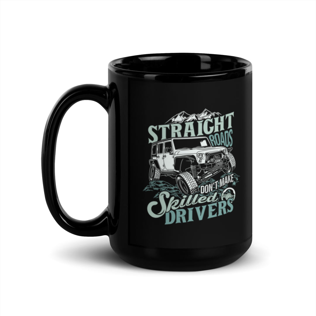 Black Glossy Mug | Straight Roads | 15oz