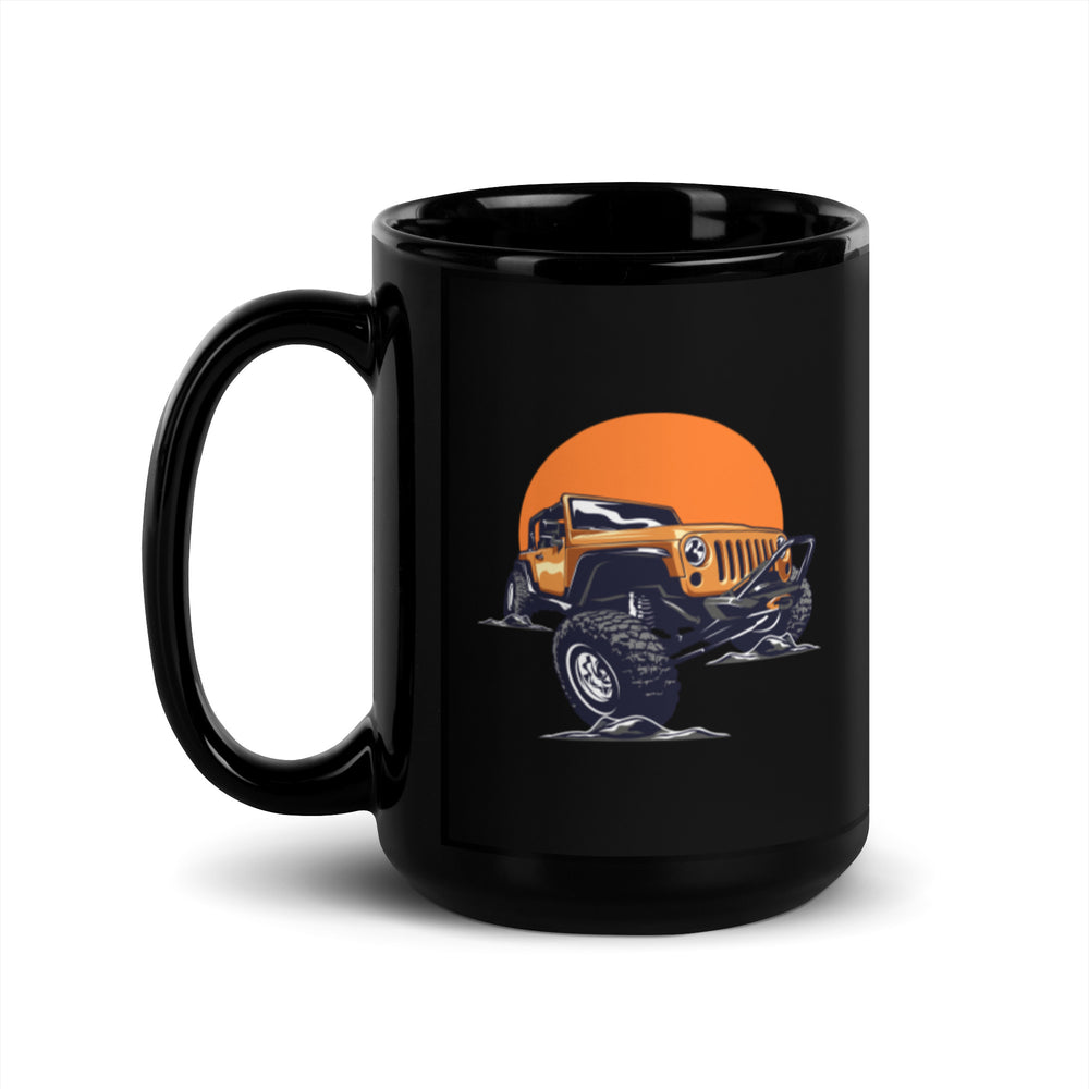 Black Glossy Mug | Orange Sun | 15oz