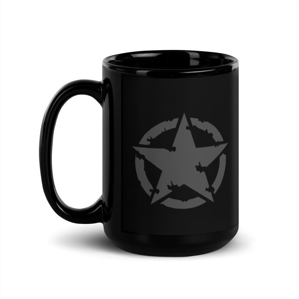 Black Glossy Mug | Gray Star | 15oz