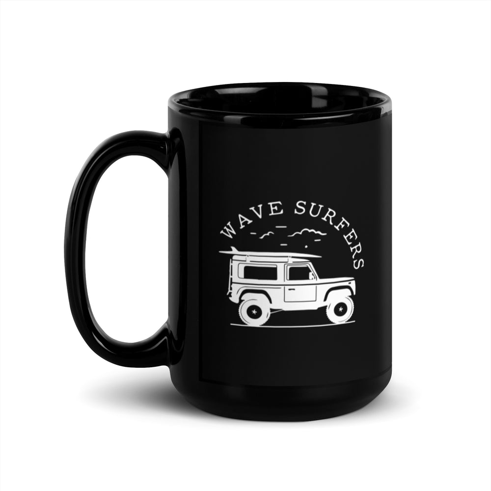 Black Glossy Mug | Wave Surfers | 15oz
