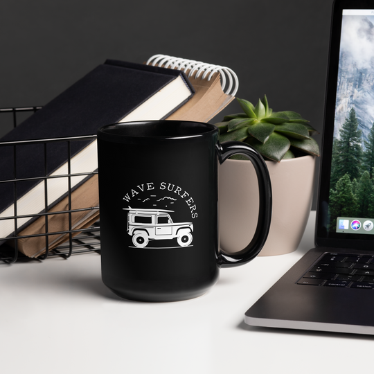 Black Glossy Mug | Wave Surfers | 15oz