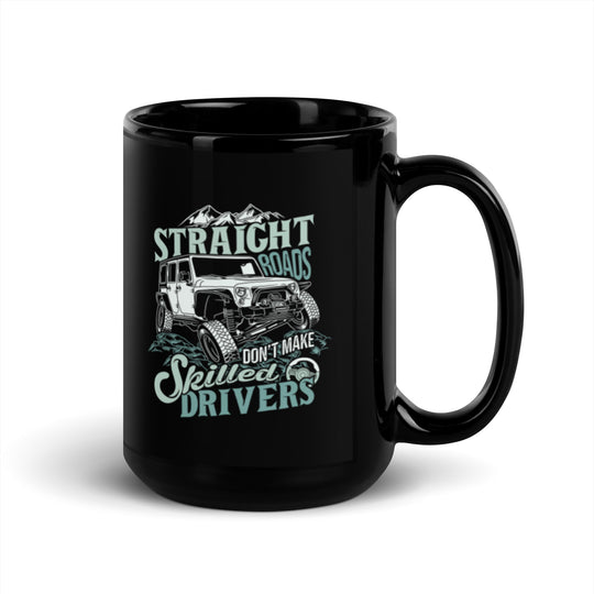 Black Glossy Mug | Straight Roads | 15oz