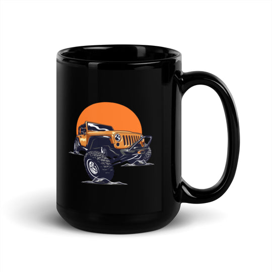 Black Glossy Mug | Orange Sun | 15oz