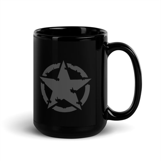 Black Glossy Mug | Gray Star | 15oz