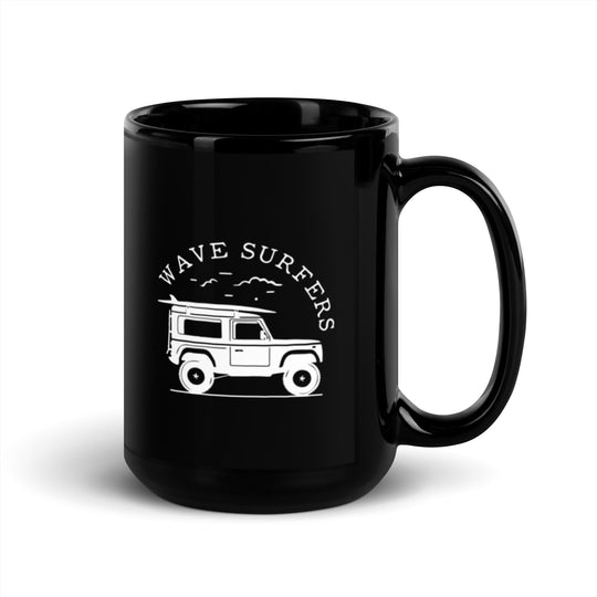 Black Glossy Mug | Wave Surfers | 15oz